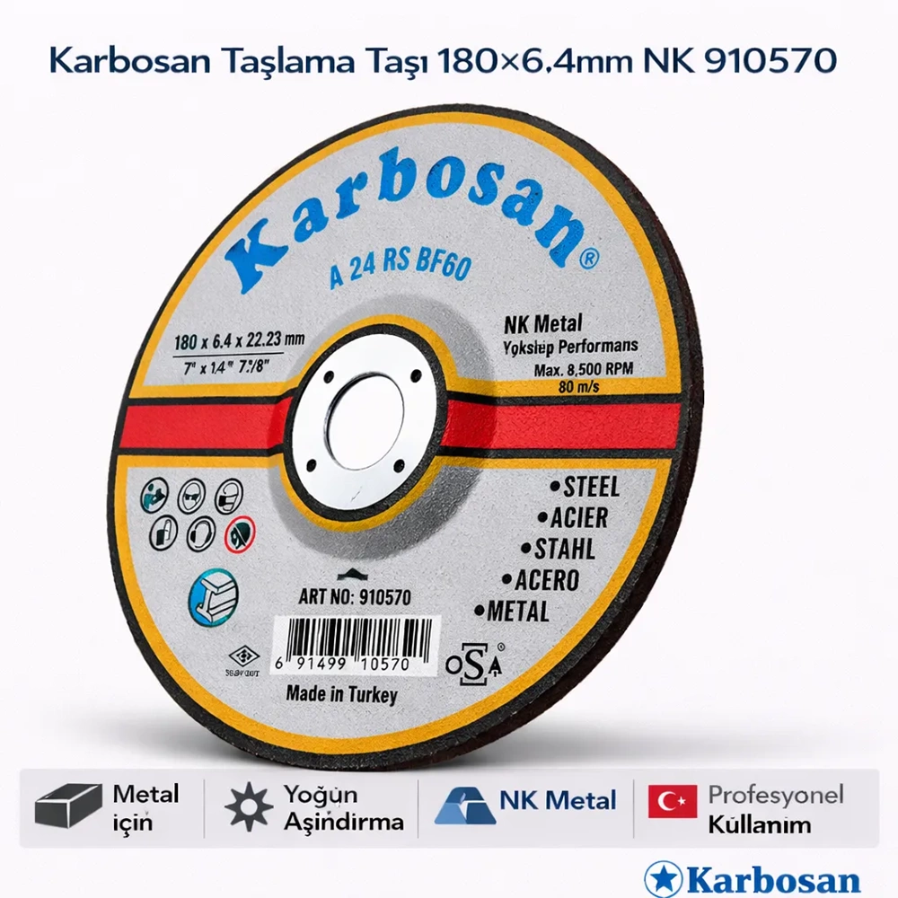 KARBOSAN TAŞLAMA TAŞI 180*6,4*22 NK 910570