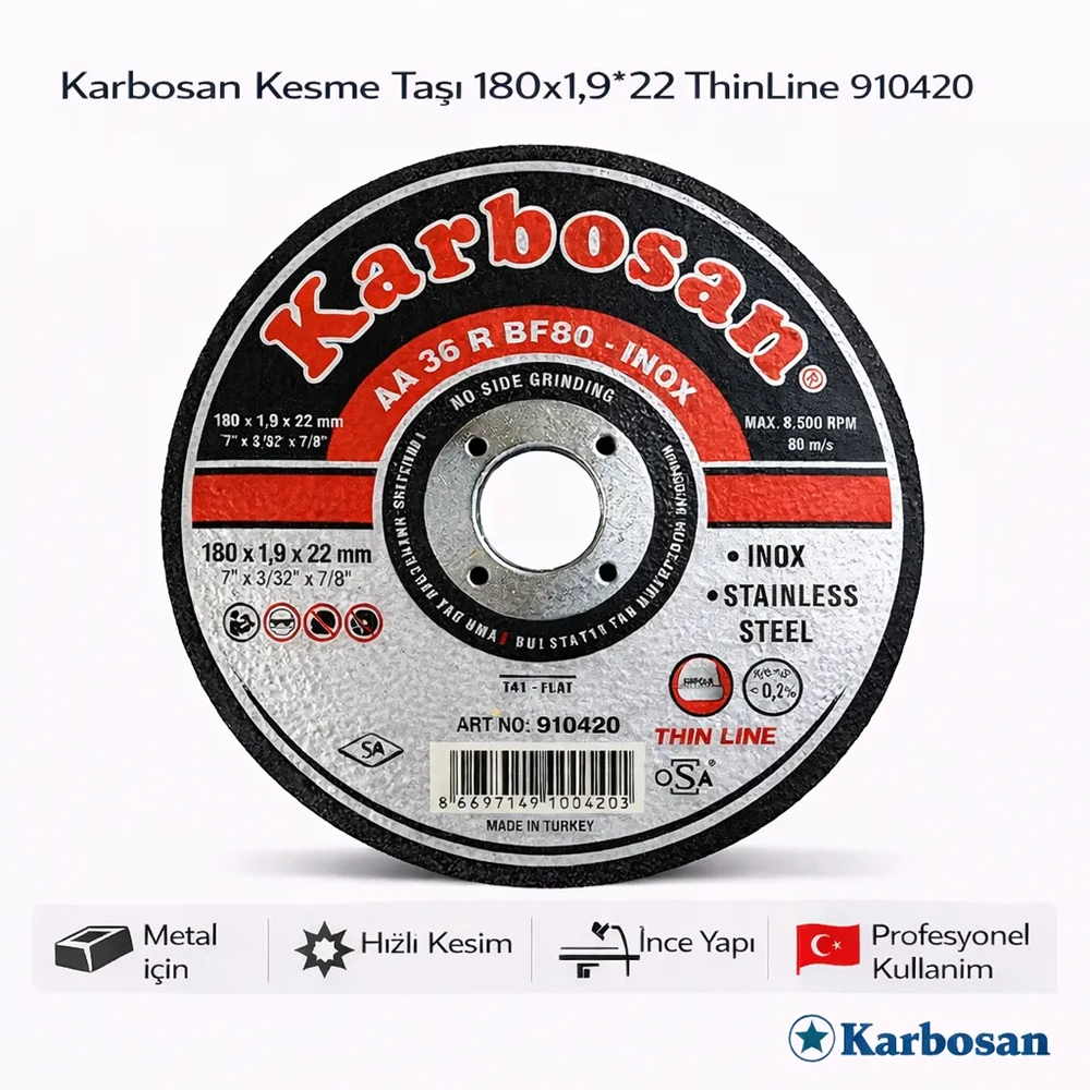 KARBOSAN KESME TAŞI 180*1,9*22 THINLİNE 910420