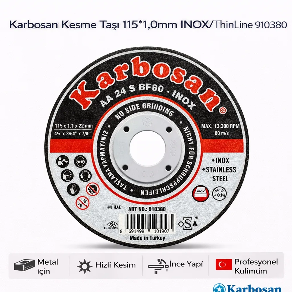 KARBOSAN KESME TAŞI 115*1.0MM İNOX/THİNLİNE 910380