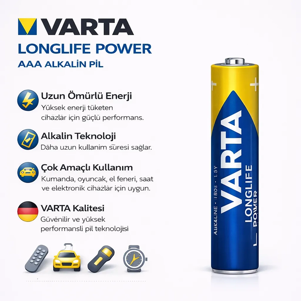 VARTA LONGLİFE POWER AA ALKALİN ENDÜSTRİYEL