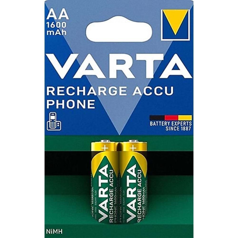 VARTA ŞARJ EDİLEBİLİR KALEM PİL 1600mAH AA 2 Lİ