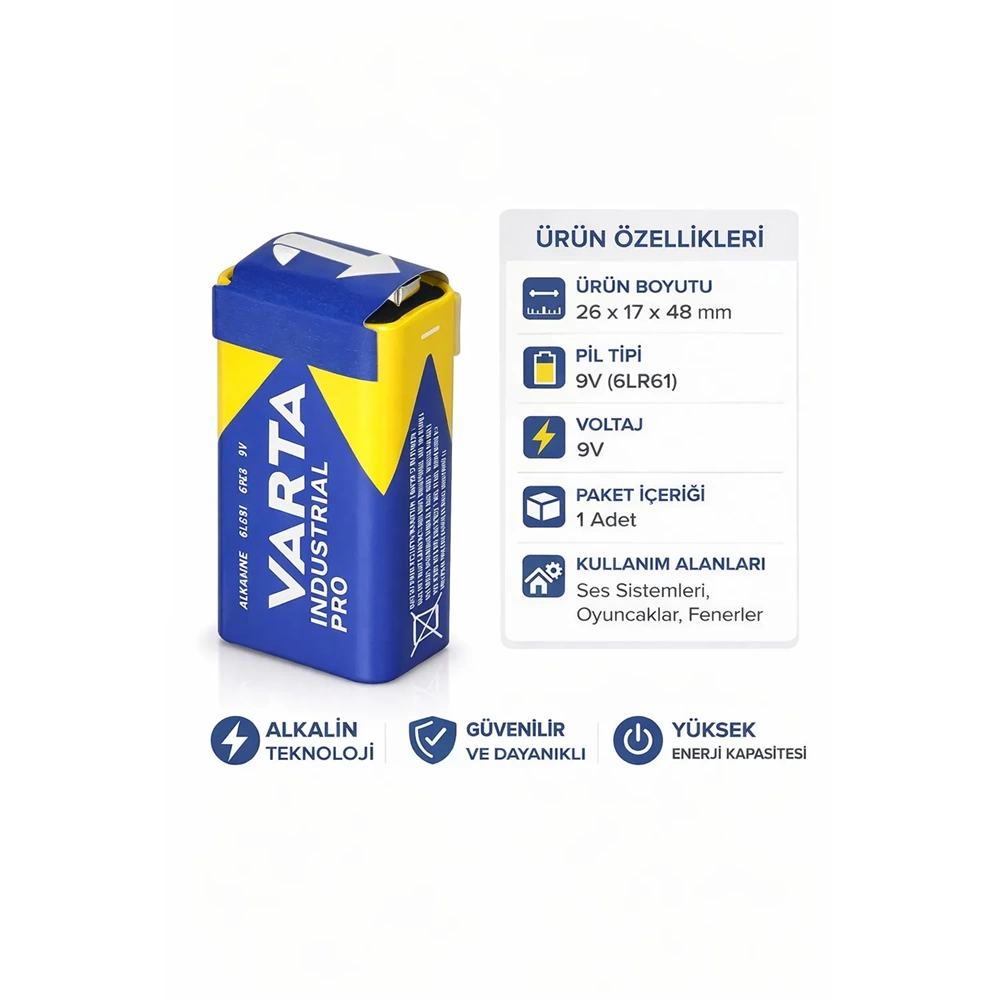 VARTA LONGLİFE POWER 9V ALKALİN ENDÜSTRİYEL