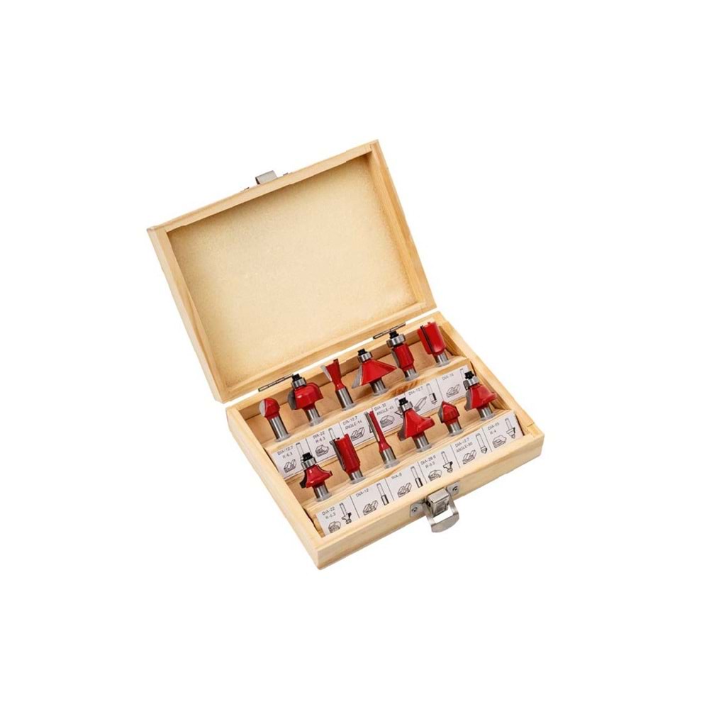 AHŞAP FREZE UÇ SETİ 8MM - 12 PARÇA 2318