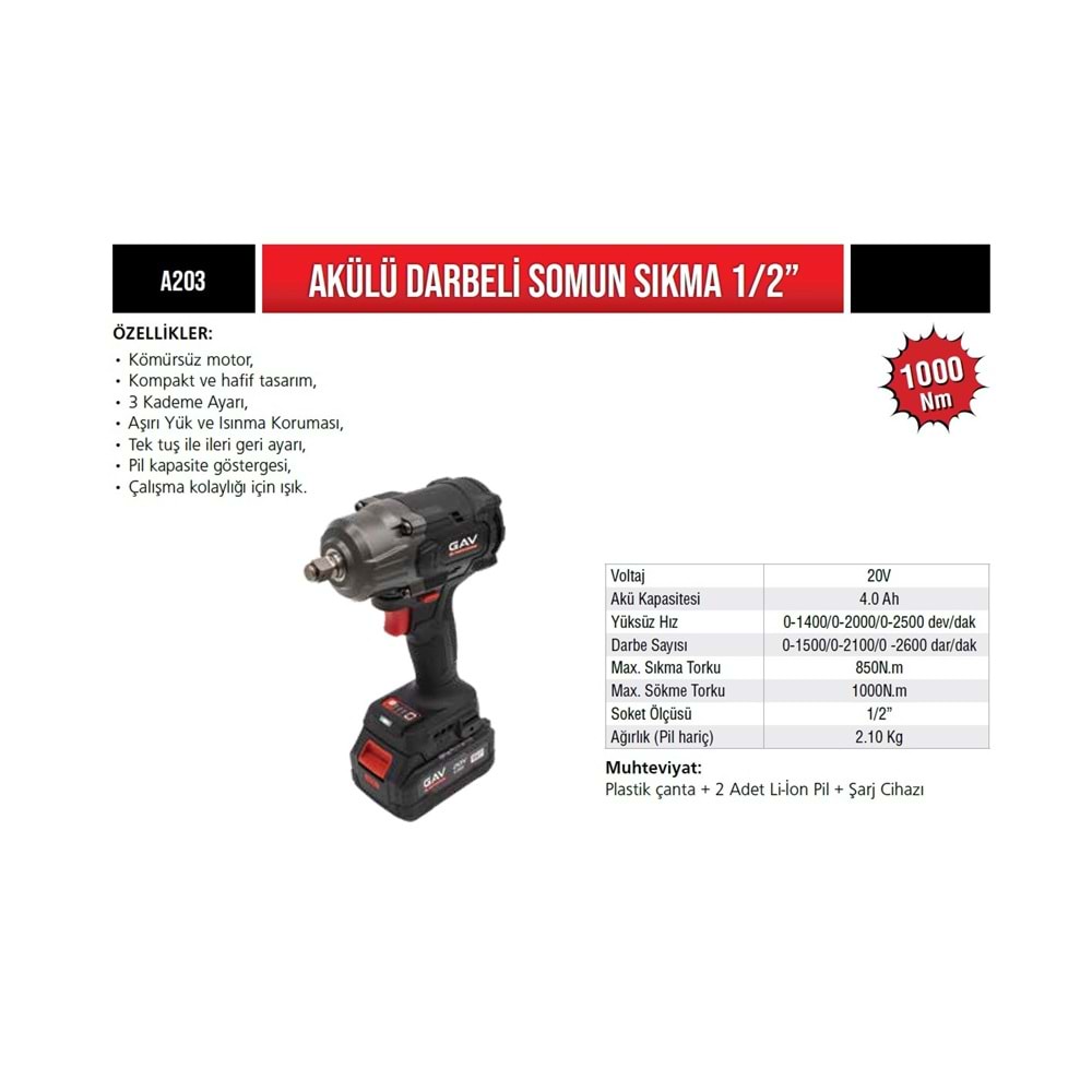 AKÜLÜ SOMUN SIKMA 4.0aH 1000NM A203 GAV