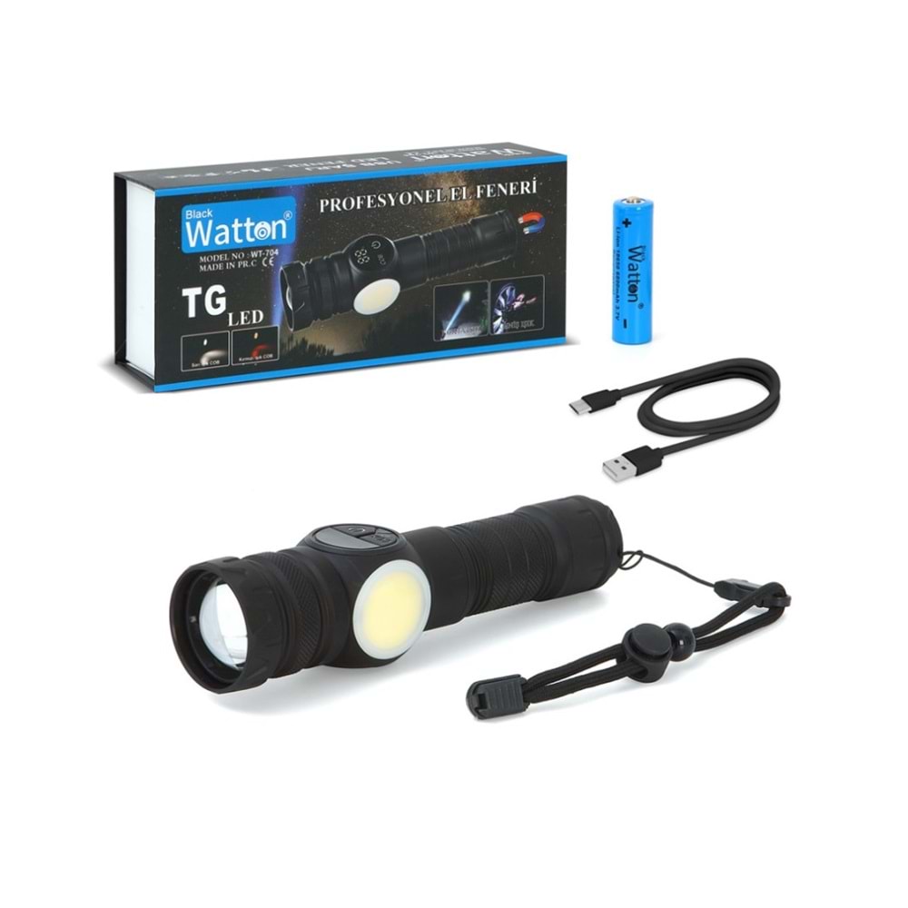 WATTON ŞARJLI MIKNATISLI 9 MOD KAMP EL FENERİ WT-704