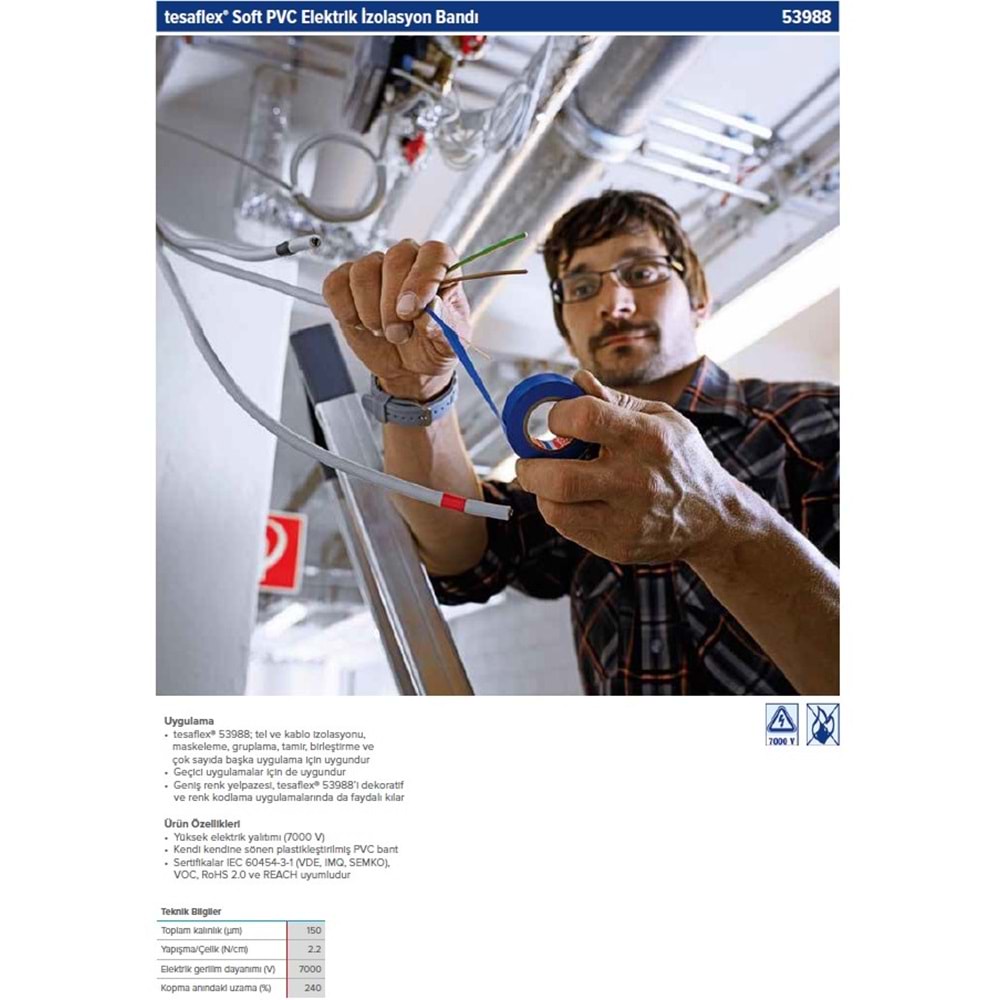 TESA ELEKTRİK BANTI 15*10MT. 53988-00005-00