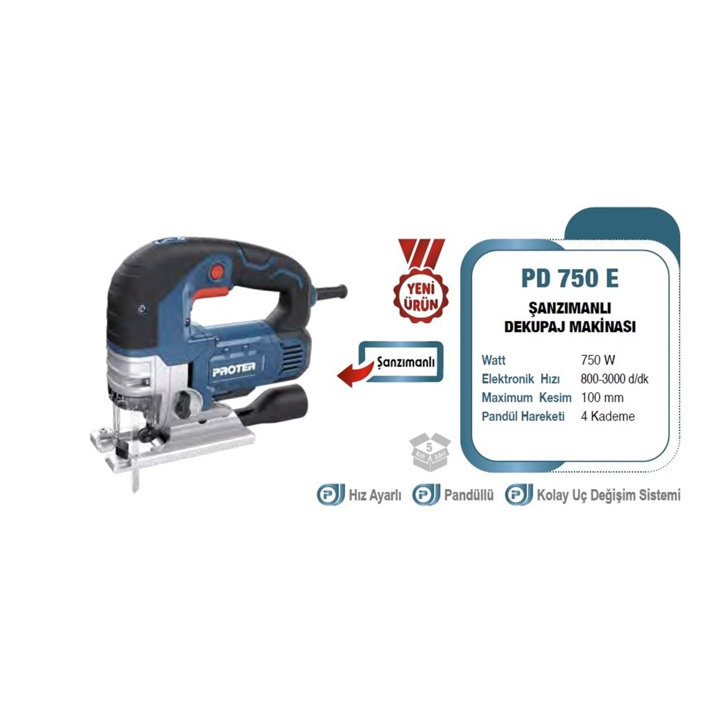 ELEKTRONİK HIZ PANDÜLLÜ DEKUPAJ MAKİNASI 750W PD 750 E