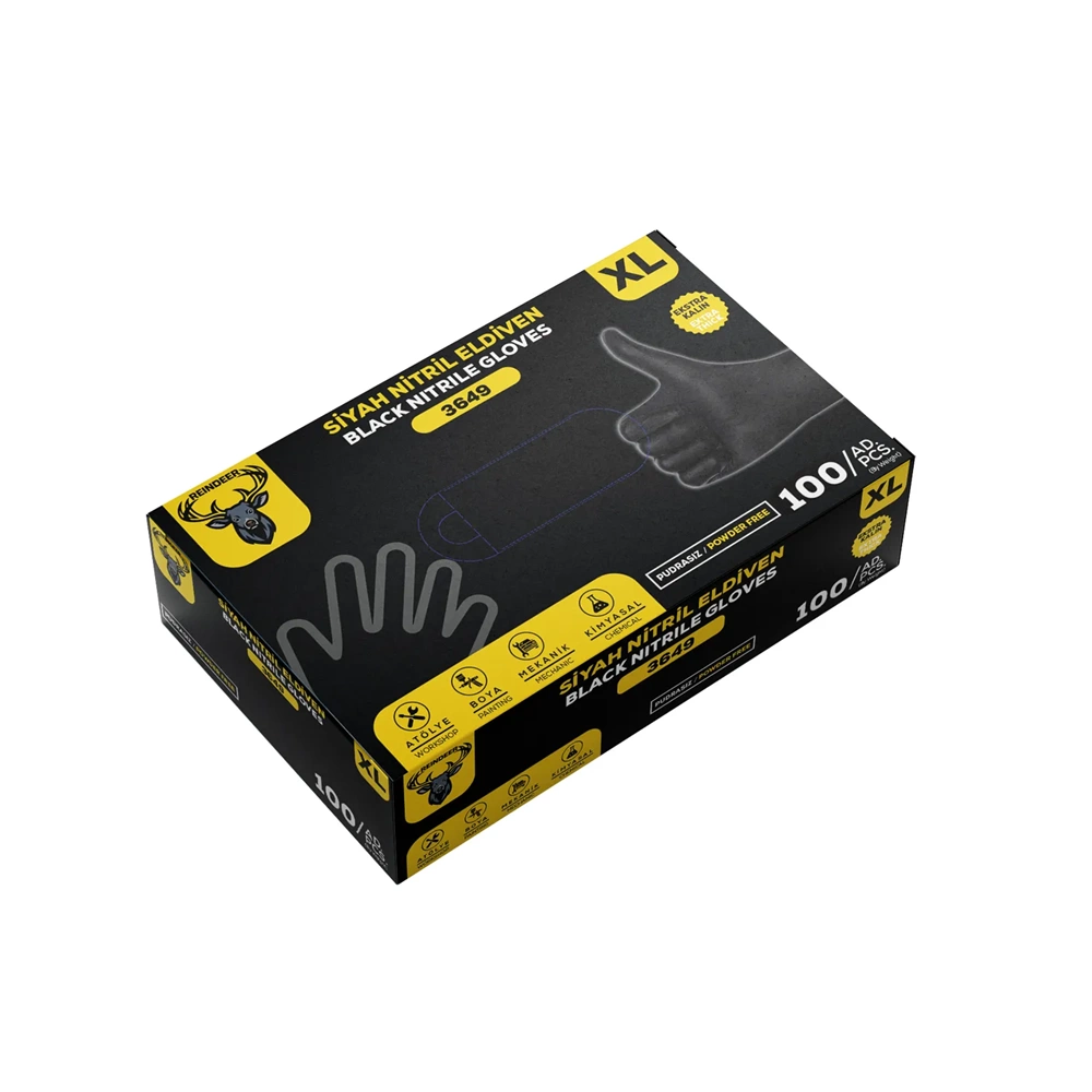 REİNDEER KALIN NİTRİL ELDİVEN (XL) SİYAH 100LÜ