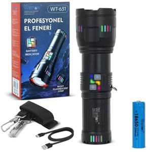 WATTON ŞARJLI LAZER ETKİLİ PRO EL FENERİ 30.000 LÜMEN WT-631