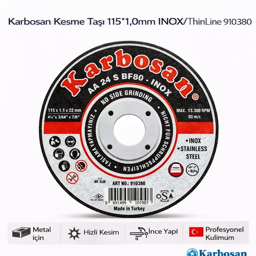 KARBOSAN KESME TAŞI 115*1.0MM İNOX/THİNLİNE 910380