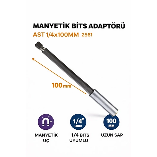 MANYETİK BİT'S ADAPTÖRÜ AST 1/4''x100MM 2561