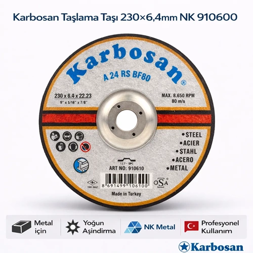 KARBOSAN TAŞLAMA TAŞI 230*6,4*22 NK 910600