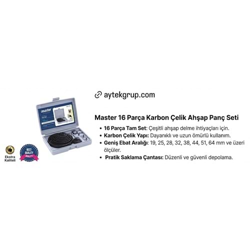 MASTER BiMETAL PANÇ SETİ 16PRÇ. ÇANTALI 530552