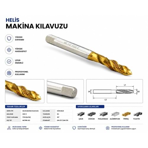 HELİS MAKİNA KILAVUZU DIN371/C HSS-TİT. M8*1.25 3554