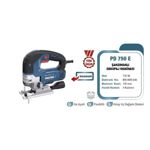 ELEKTRONİK HIZ PANDÜLLÜ DEKUPAJ MAKİNASI 750W PD 750 E