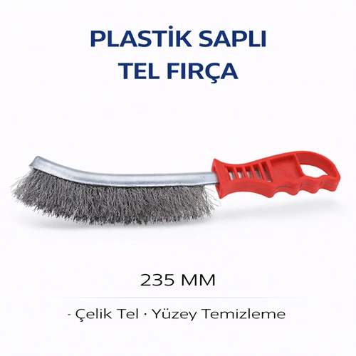 PLASTİK SAPLI TEL FIRÇA 235MM GRİ