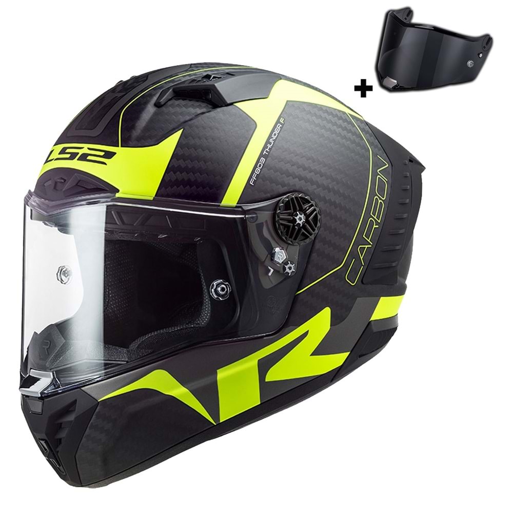 LS2 THUNDER KARBON RACING 1 MAT NEON SARI KASK-M