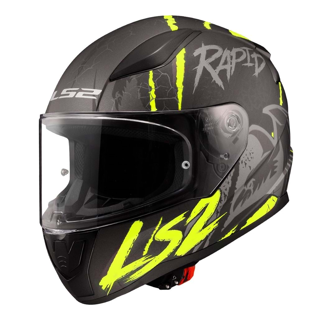 LS2 RAPID 2 RAVEN MAT SİYAH-GRİ-NEON SARI KASK-XL