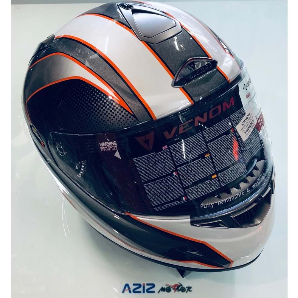 VENOM KASK VF-344 FULL FACE 34 BEYAZ-GRİ XL