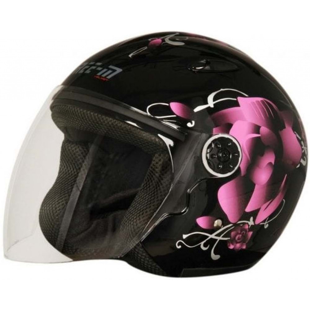 FREE-M KASK ÇENESİZ FR-601-0455 BLACK ROSE WOMAN XS