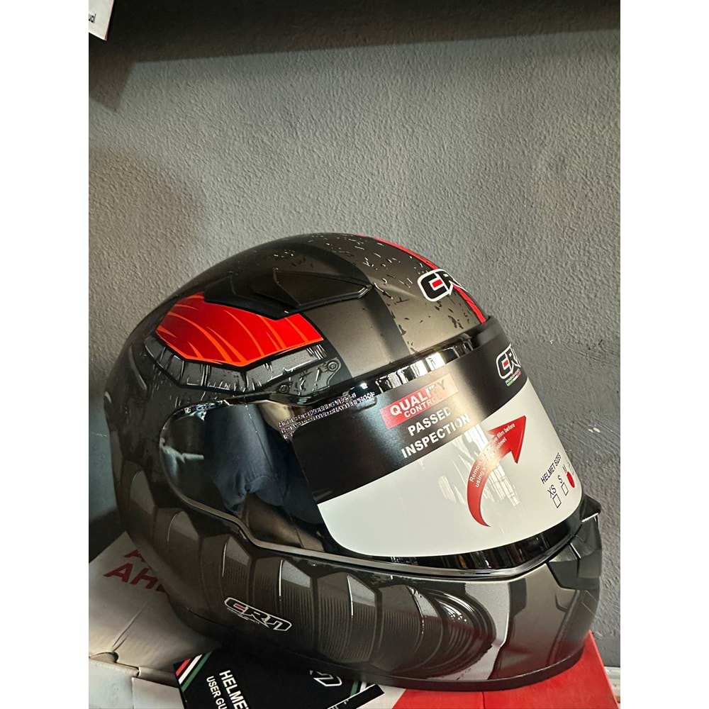 CRN KASK FS-816V MAT GRİ/SİYAH/KIRMIZI - M