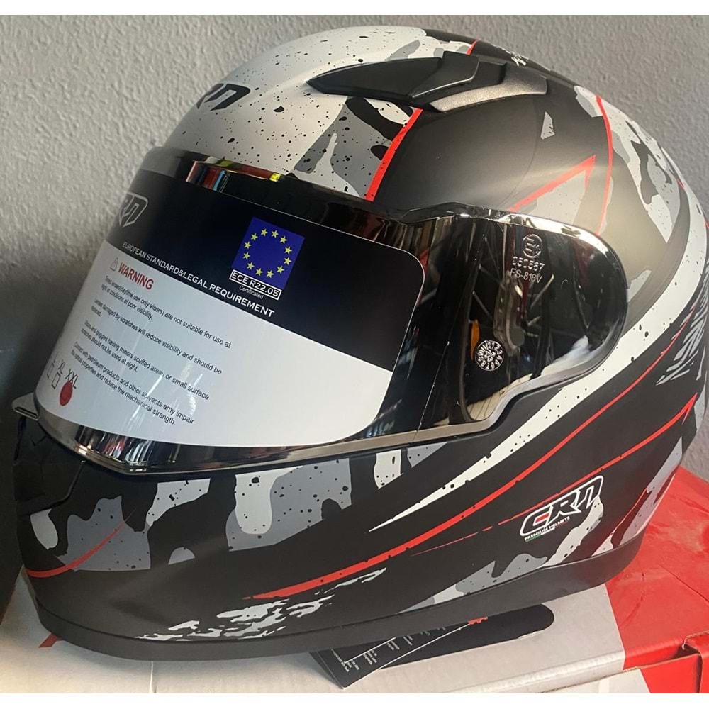 CRN KASK FS-816 SİYAH/BEYAZ/GRİ - S