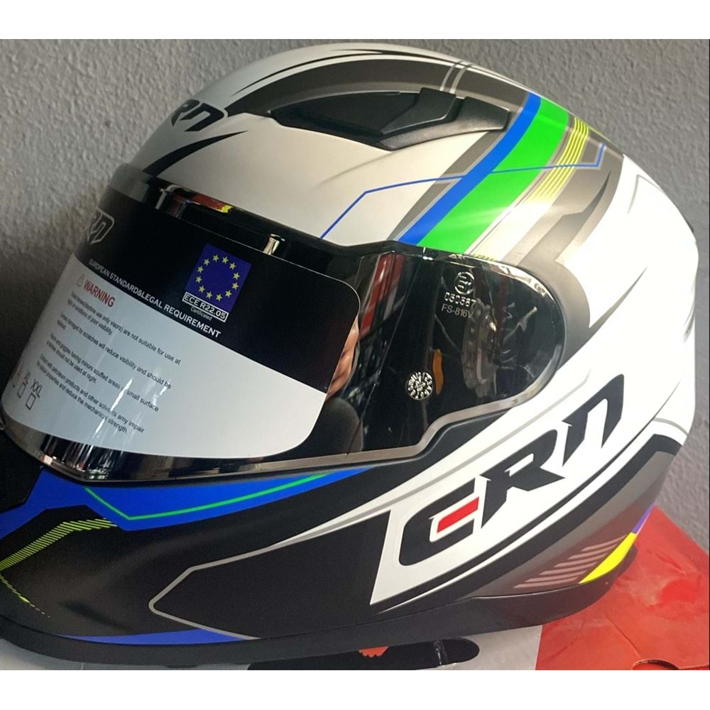 CRN KASK FS-816 BEYAZ/YEŞİL/MAVİ - M