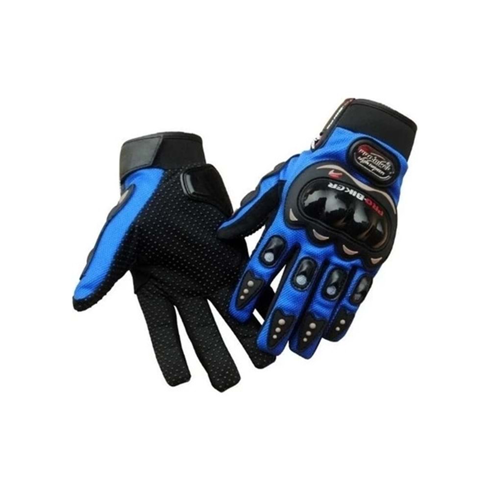 PRO-BİKER STANDART BEDEN MOTOSİKLET ELDİVENİ KORUMALI MAVİ