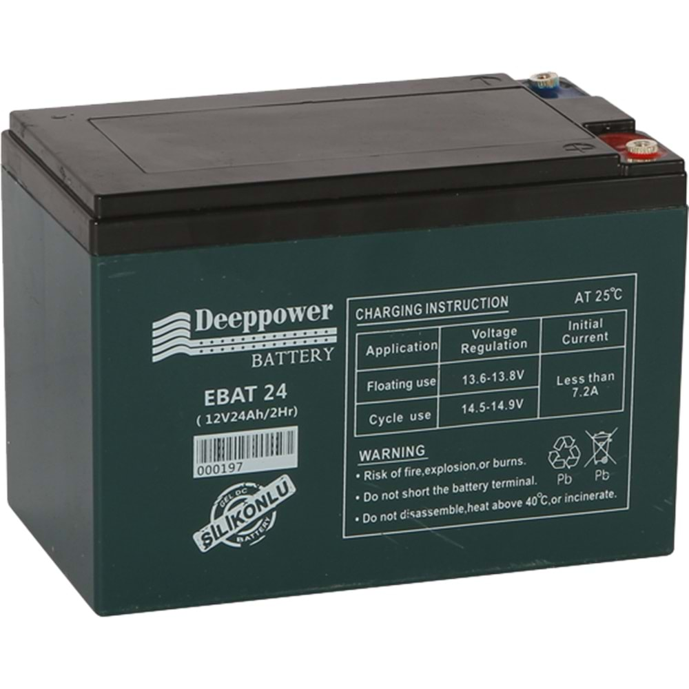 DEEPPOWER 12V 24 AH AKÜ ELEKTİRİKLİ BİSİKLET AKÜSÜAKÜ YATIK