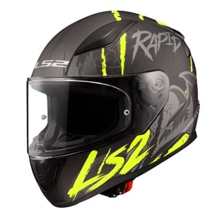 LS2 RAPID 2 RAVEN MAT SİYAH-GRİ-NEON SARI KASK -M