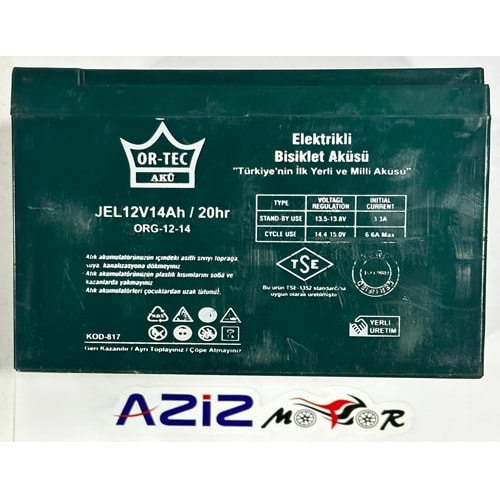 12V 14AH DZM 14 MOTOSİKLET AKÜSÜ ORTEC