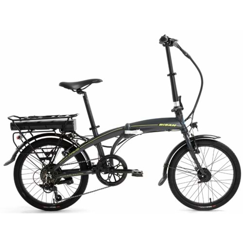 BİSAN PRIME ELEKTRİKLİ KATLANIR BİSİKLET MAT GRİ etket SARI