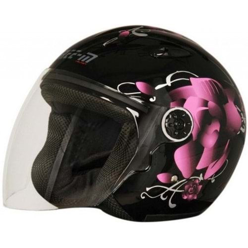 FREE-M KASK ÇENESİZ FR-601-0455 BLACK ROSE WOMAN XS