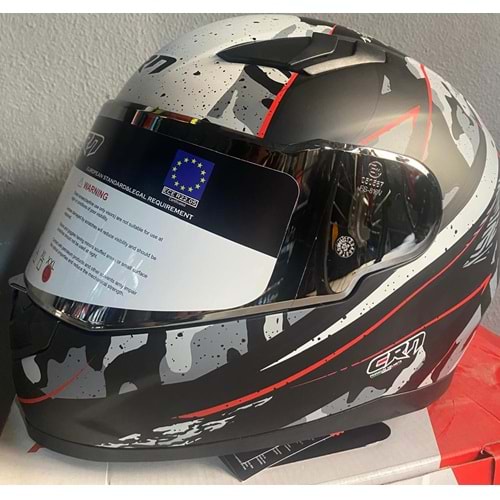 CRN KASK FS-816 SİYAH/BEYAZ/GRİ - XXL