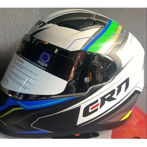 CRN KASK FS-816 BEYAZ/YEŞİL/MAVİ - S