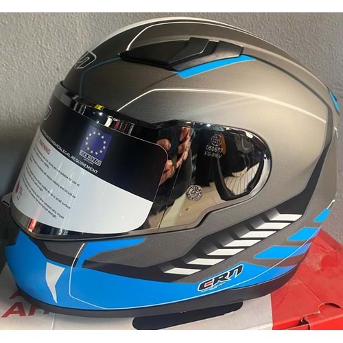 CRN KASK FS-816 GRİ/MAVİ - L