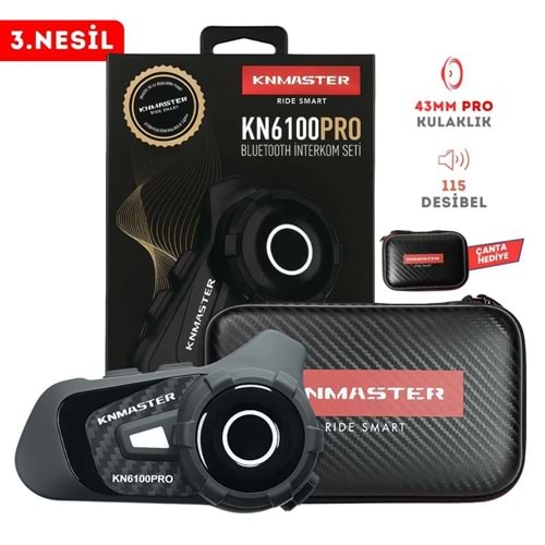 KNMASTER KN6100 PRO MOTOSİKLET KASK İNTERKOM SETİ- KARBON SİYAH