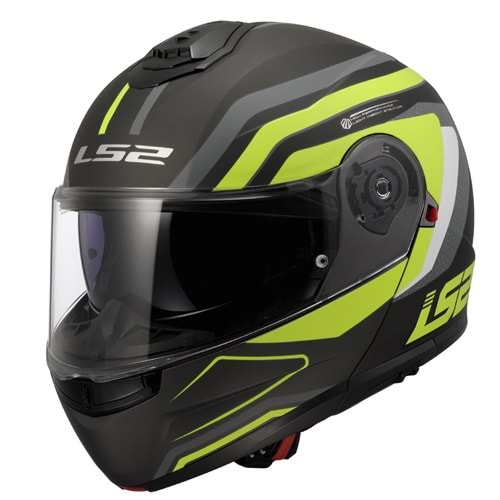 LS2 STROBE 2 PHANTOM MAT TITANIUM-NEON SARI KASK 3XL
