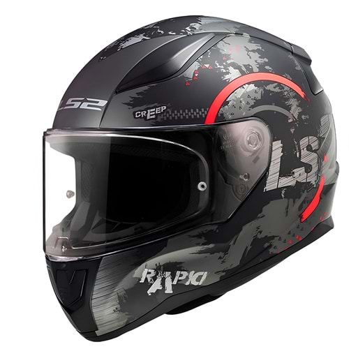LS2 RAPID 2 CIRCLE MAT SİYAH-KIRMIZI KASK XL