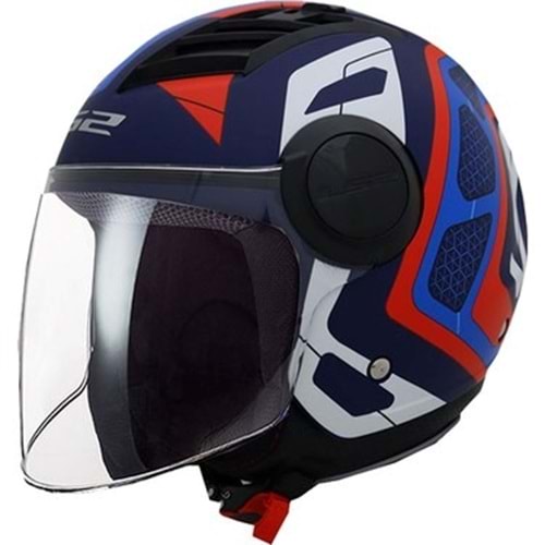 LS2 AIRFLOW ANDROID MAT MAVİ-KIRMIZI YARIM KASK M