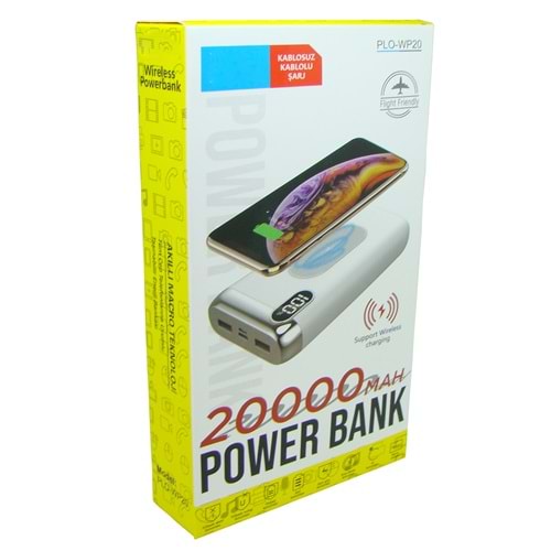 POWER BANK 20000 MAH WİRELESS PLO-WP20
