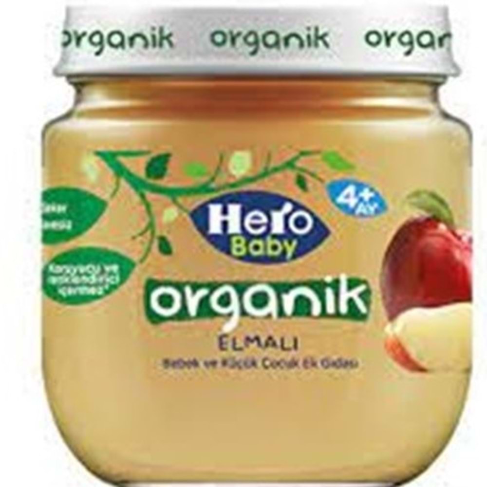 HERO BABY ORGANIK KAVANOZ MAMA 120 GR ELMALI