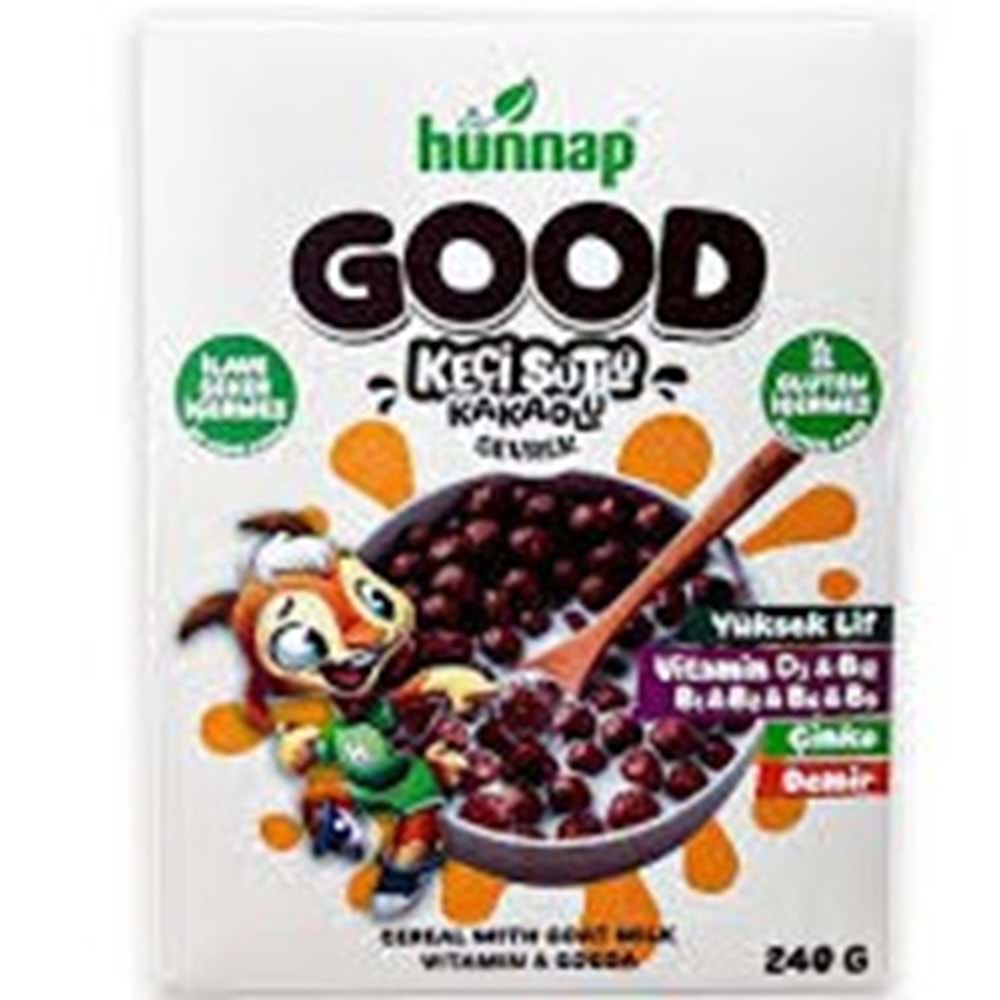 HUNNAP GOOD KAKAOLU GEVREK 240 G KEÇİ SÜTLÜ