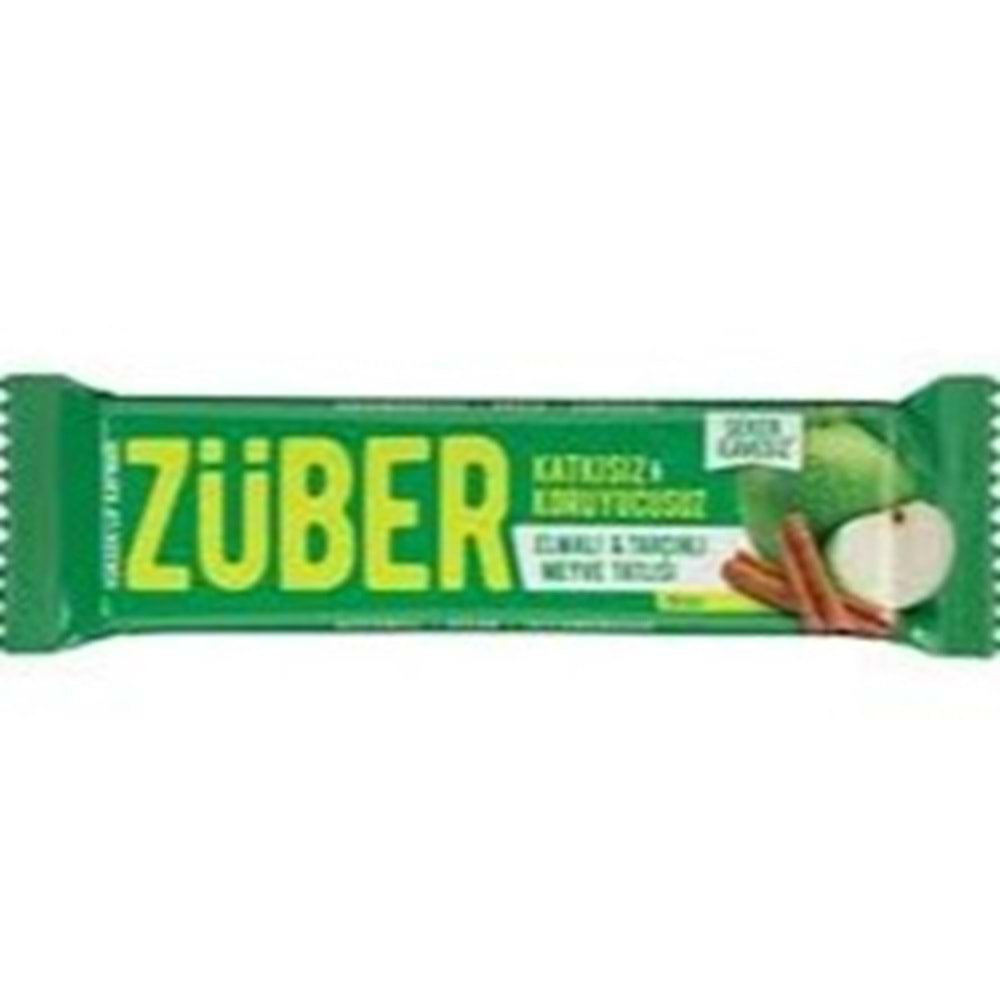 ZÜBER GLUTENSIZ MEYVE BAR 40 GR VEGAN ELMA TARCIN