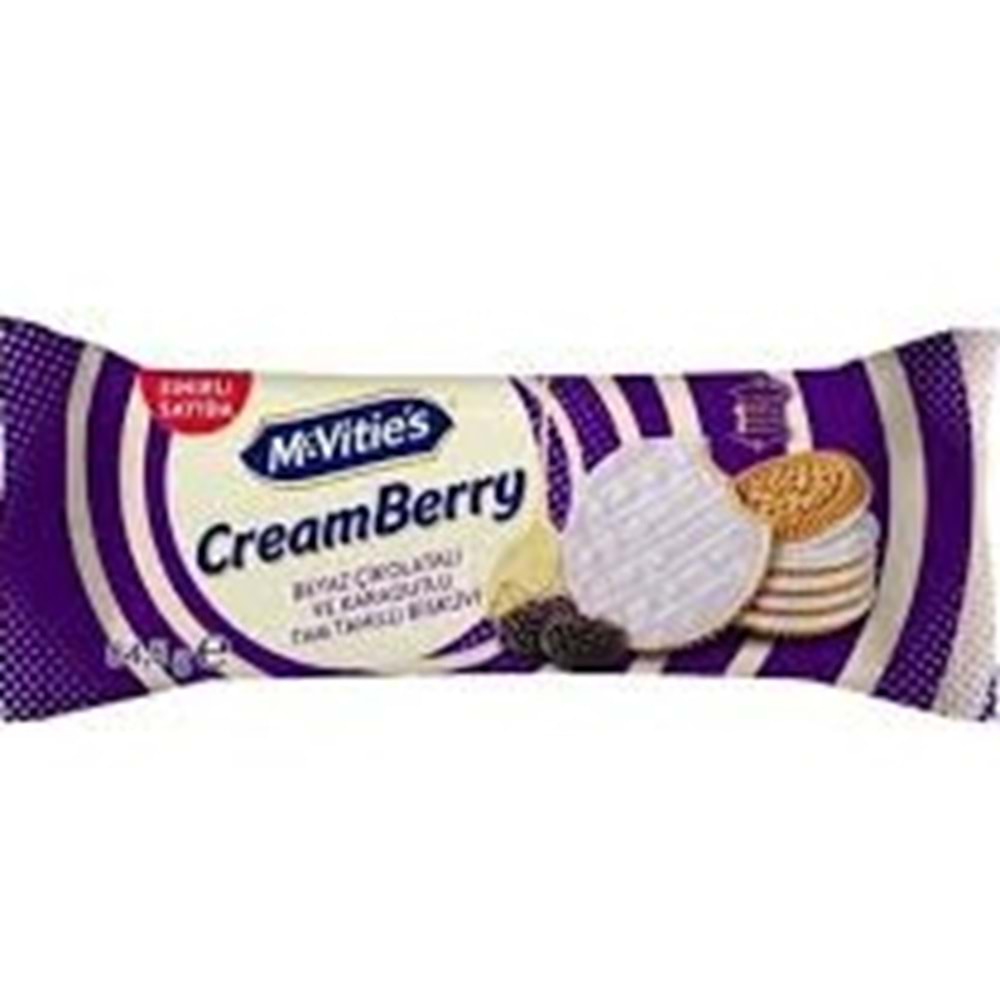 MC VİTİES CREAM BERRY BİSKÜVİ 84,5 G BEYAZ ÇİKOLATALI VE KARADUTLU TAM BUĞDAYLI