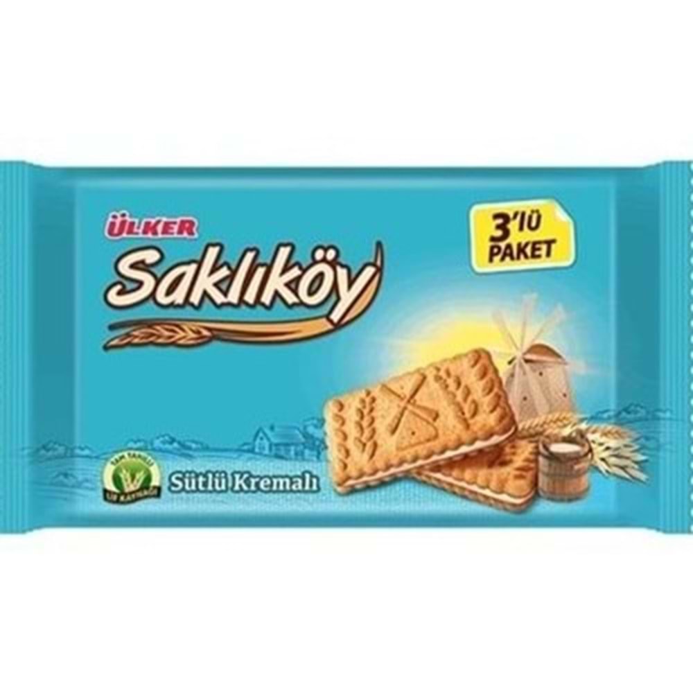 ÜLKER SAKLIKOY KREMALI BISKUVI 3 LU PAKET SUTLU 26