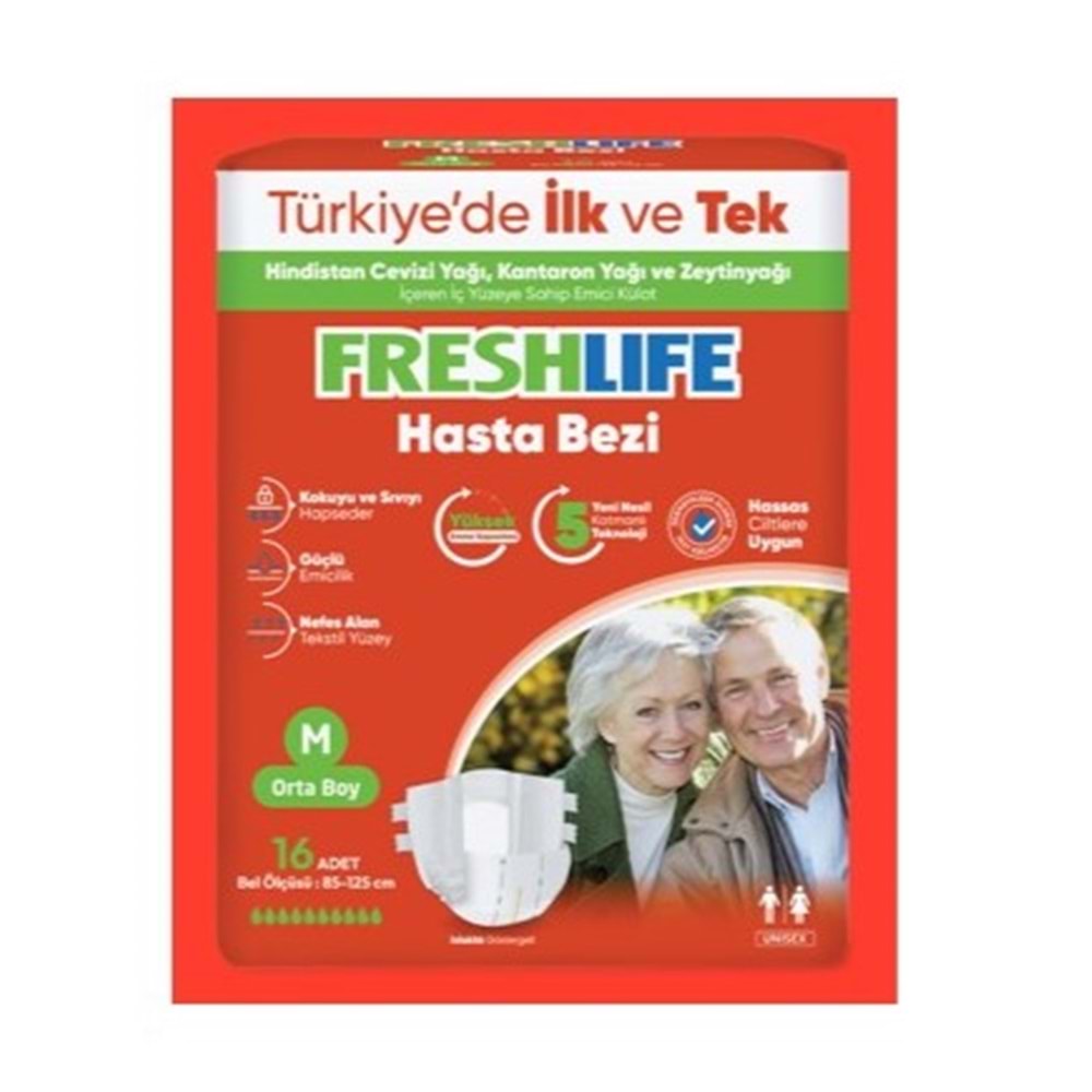 FRESHLIFE YETİŞKİN HASTA BEZİ ORTA BOY 16 ADET