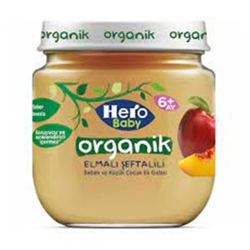 HERO BABY ORGANIK KAVANOZ MAMA 120 GR ELMA SEFTALI