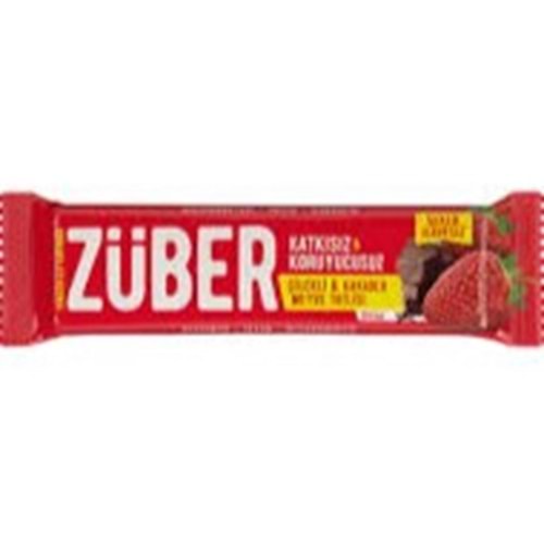 ZÜBER GLUTENSIZ MEYVE BAR 40 GR VEGAN CILEKLI KAKAOLU