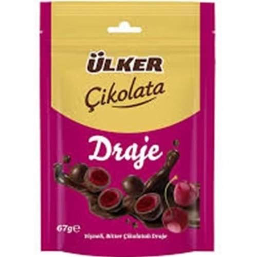 ÜLKER DRAJE ÇİKOLATA 67 G VİŞNELİ BİTTER ÇİKOLATALI